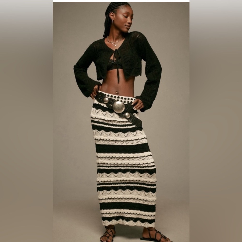 Anthropologie Textured Knit Midi Skirt Size Small NWT